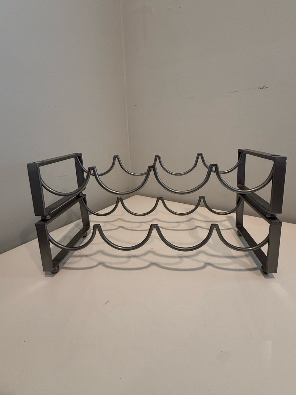Metal 8-Bottle Wine Rack - Silver Gray